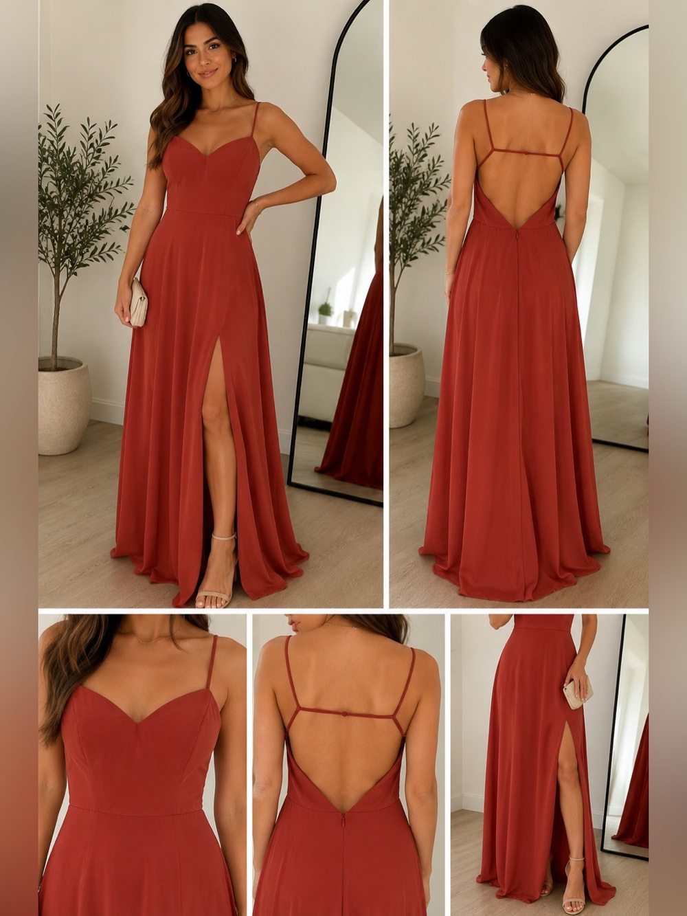 Azazie Brick Red Strapless Sweetheart Maxi Dress